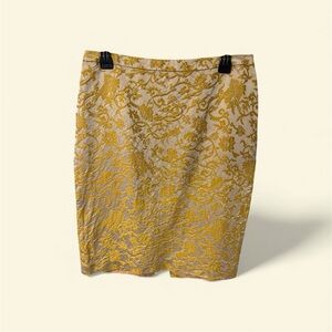 Banana Republic Gold and Cream Pencil Skirt